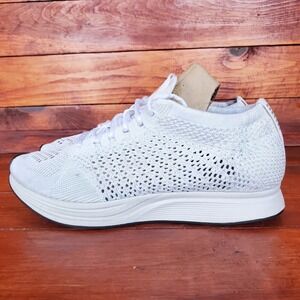 Nike Flyknit Racer Running Shoes Men 6 Women 7.5 Triple White 526628-100